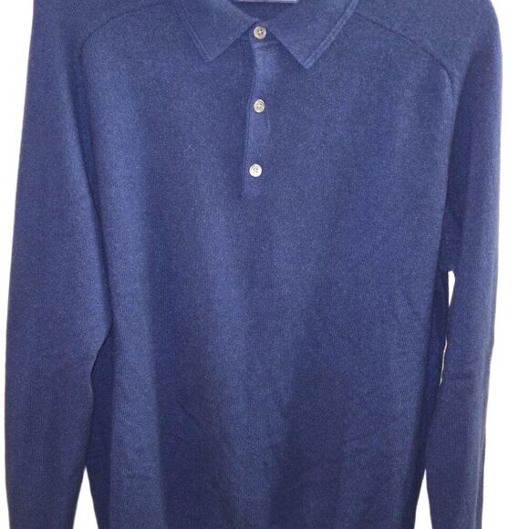 SOLD - Vineyard Vines 100% Cashmere Navy Henley Mens Sweater Medium - Picture 2 of 5